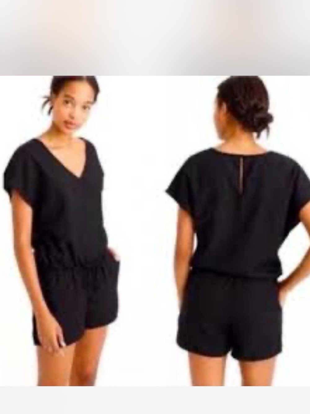 J. Crew Black V-Neck Short Romper xxs